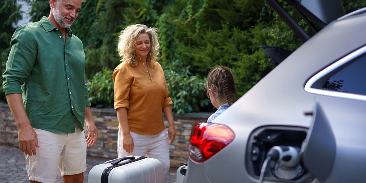 family and an electric vehicle